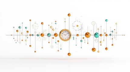 A colorful illustration of clocks and abstract elements, symbolizing the passage of time and modern design.