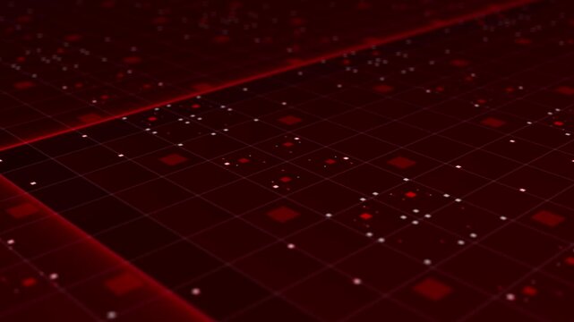Hologram Red Tech Grid Looped Video