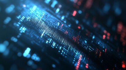 Abstract Digital Background with Glowing Lines and Particles Creating a Futuristic Matrix and Data Network Visualization in Red and Blue Tones