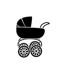 Happy baby in a stroller outside vector set of elements for logo design