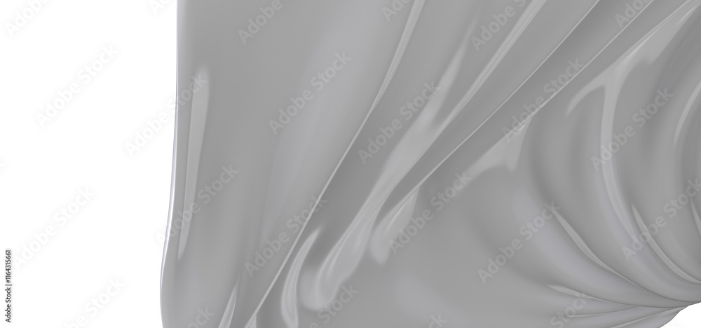 Poster closeup of a white fabric drape, with soft folds and shadows, creating an abstract and elegant patte
