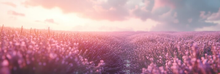 Lavender Field Sunset Serene Peaceful Landscape