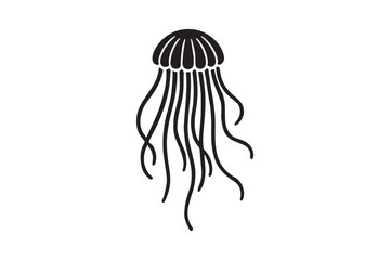 simple and unobtrusive Jellyfish vector silhouette illustration isolated in white background
