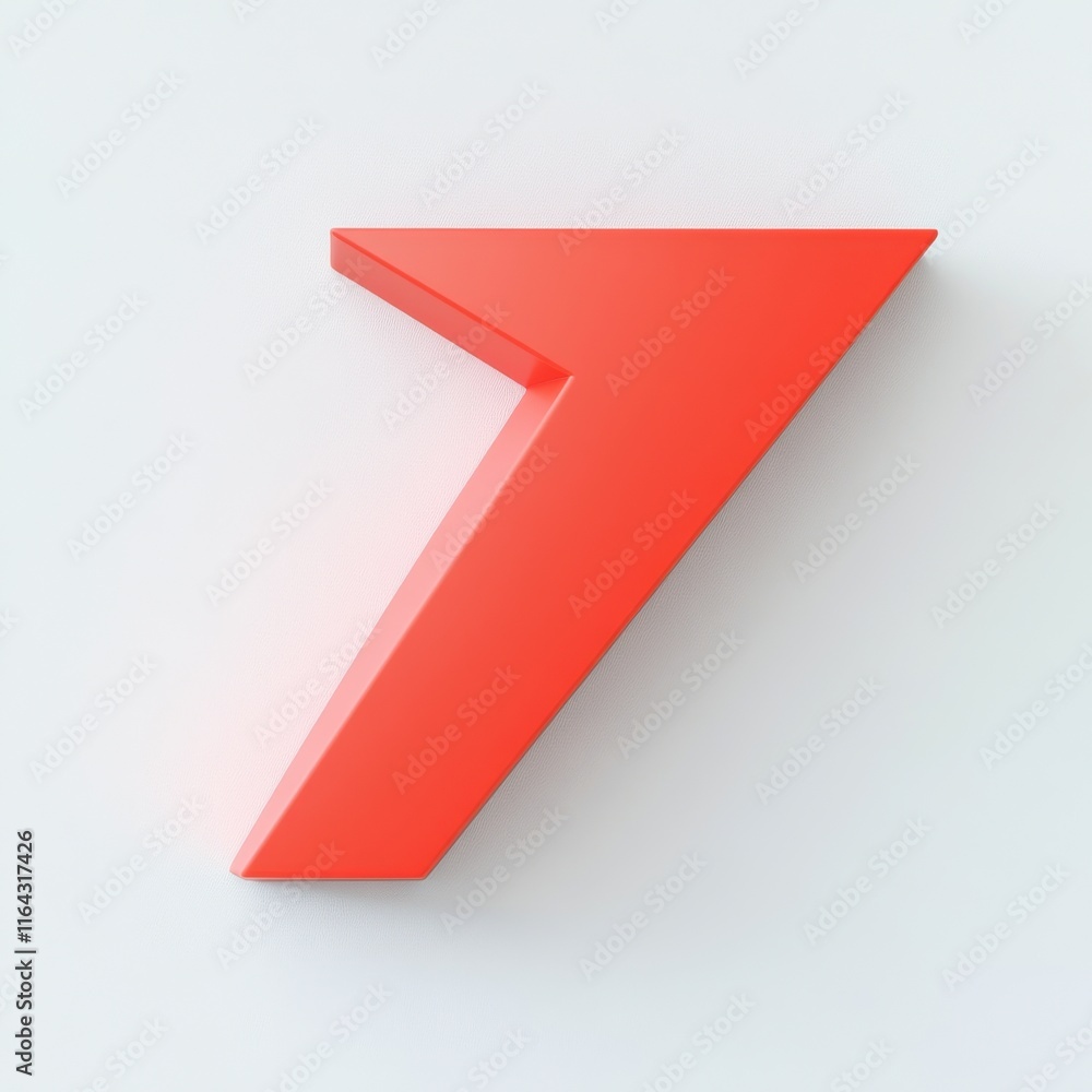 Aufkleber a bold 3d red arrow shape pointing right, symbolizing direction and progress.