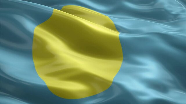 palau country flag waving for 10 seconds in high quality