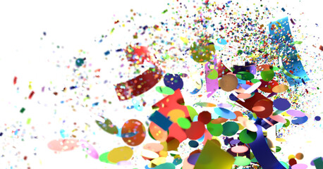Colorful Confetti Explosion on White Background