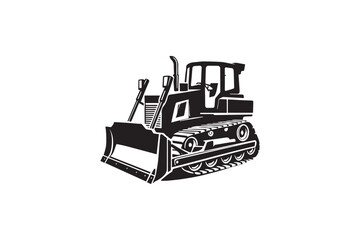 simple and unobtrusive bulldozer vector silhouette illustration isolated in white background
