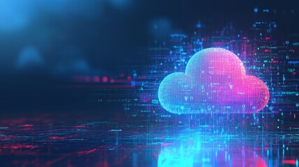 Futuristic Digital Cloud Technology with Data Streams and Binary Code Representing Cloud Computing and Data Storage Innovations in a Virtual Space