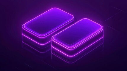 Illuminated neon rectangles digital space graphic design futuristic environment abstract view modern concept