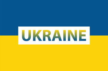 Ukraine text in Blue Yellow Ukraine flag color theme