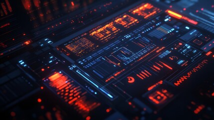 Obraz premium Futuristic Interface Technology Background with Bright Neon Elements and Digital Patterns for Modern Design and Innovation Concepts