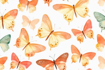 Colorful butterflies in watercolor style against a clean white backdrop, ideal for use in designs, illustrations, and more
