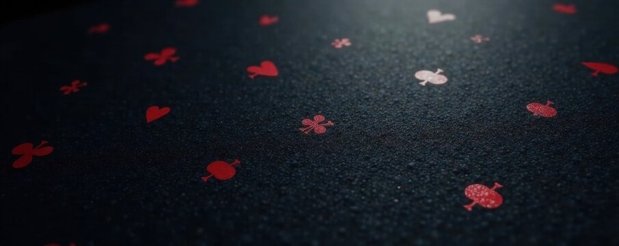 Subtle black poker background, repeating card symbol texture , modern, cards