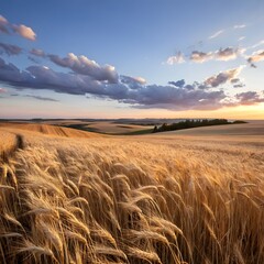 Obraz premium wheat field at sunset