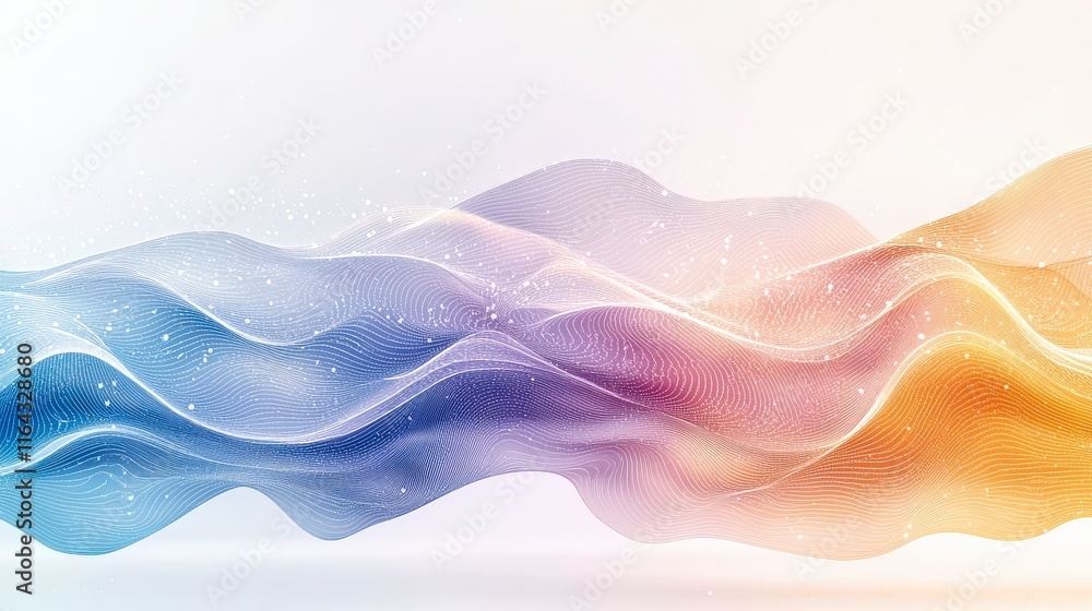 Poster abstract wavy lines in soft pastel colors create a serene and calming atmosphere perfect for various