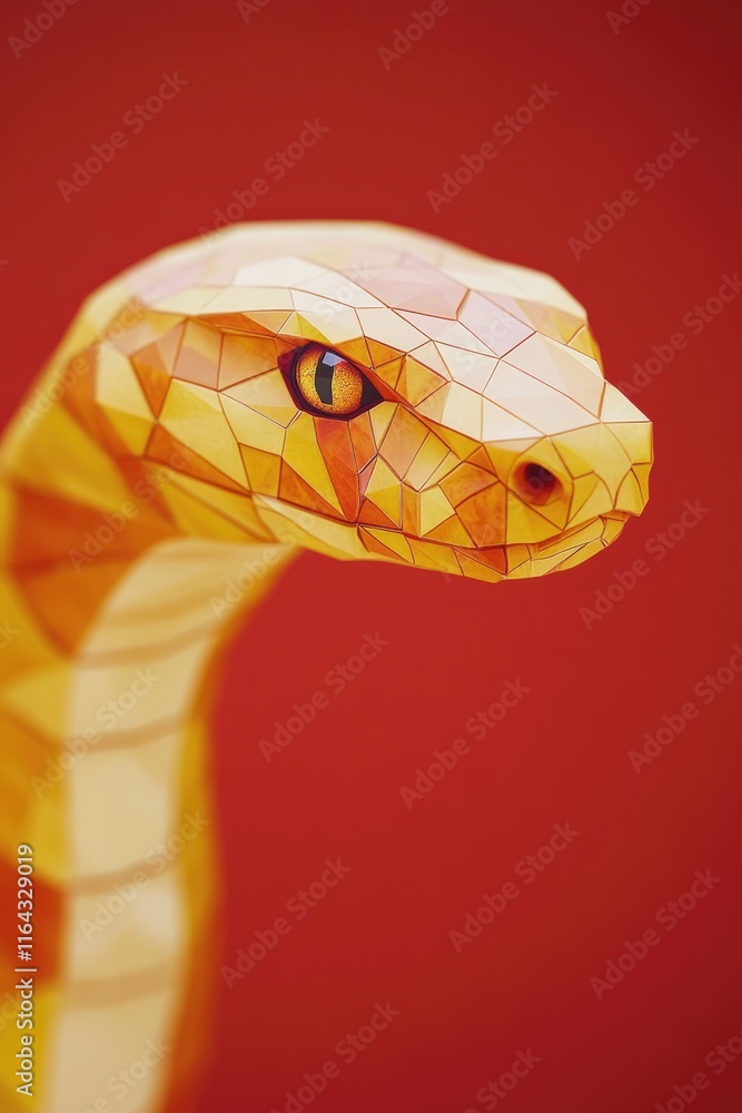 Aufkleber close-up of a snake on a red background, great for use in science or nature-related contexts