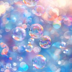 A colorful background with many bubbles of different sizes and colors. The bubbles are scattered throughout the image, creating a sense of movement and energy. Scene is playful and whimsical