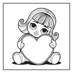 Obraz premium Bold and Easy Valentine's Day Coloring Page For Kids and Adults