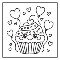 Bold and Easy Valentine's Day Coloring Page For Kids and Adults