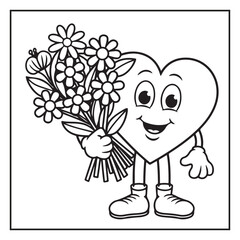 Bold and Easy Valentine's Day Coloring Page for Kids and Adults