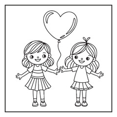 Bold and Easy Valentine's Day Coloring Page for Kids and Adults