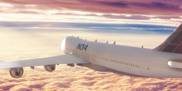 Flight Plane Travel over Clouds India