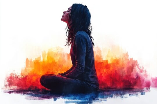 A person sitting on the ground with their eyes closed, likely in a state of meditation or contemplation