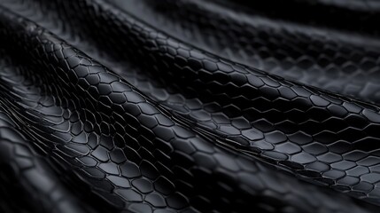 Glossy Black Snake Skin Texture Close Up for Design and Fashion