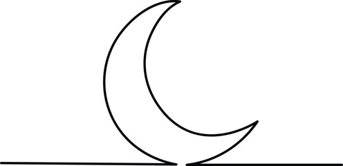 moon continuous one line drawing icon vector