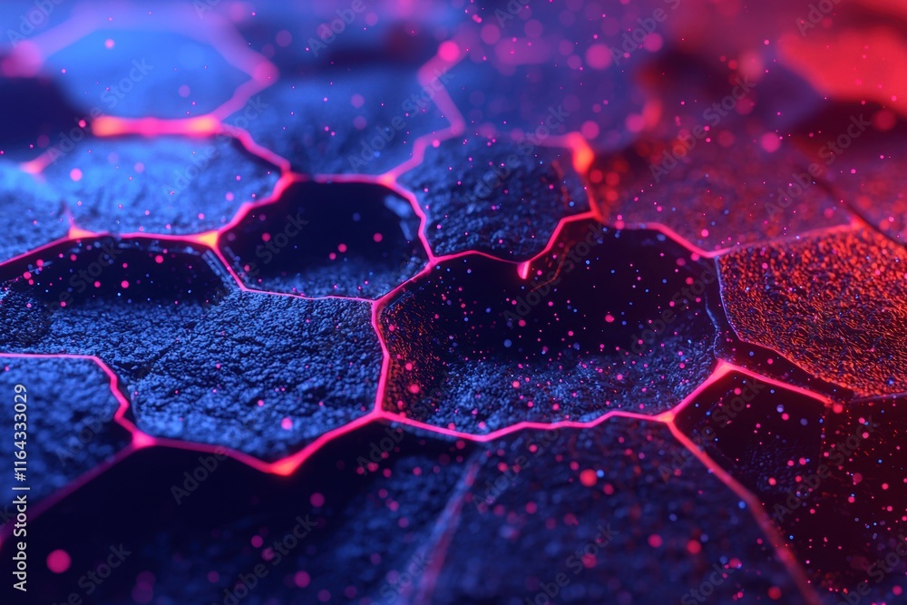 Poster abstract colorful textured background with hexagonal patterns and glow