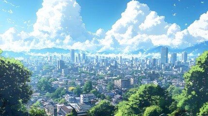 Anime Cityscape: A Summer Day in the Metropolis