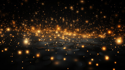 Obraz premium Golden fire background with luminous orange sparks and dotted minimalist style in dark UHD imagery 