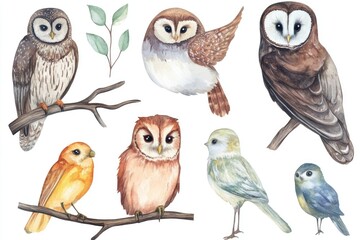 Fototapeta premium A group of birds sitting together on a tree branch, great for nature or outdoor themes