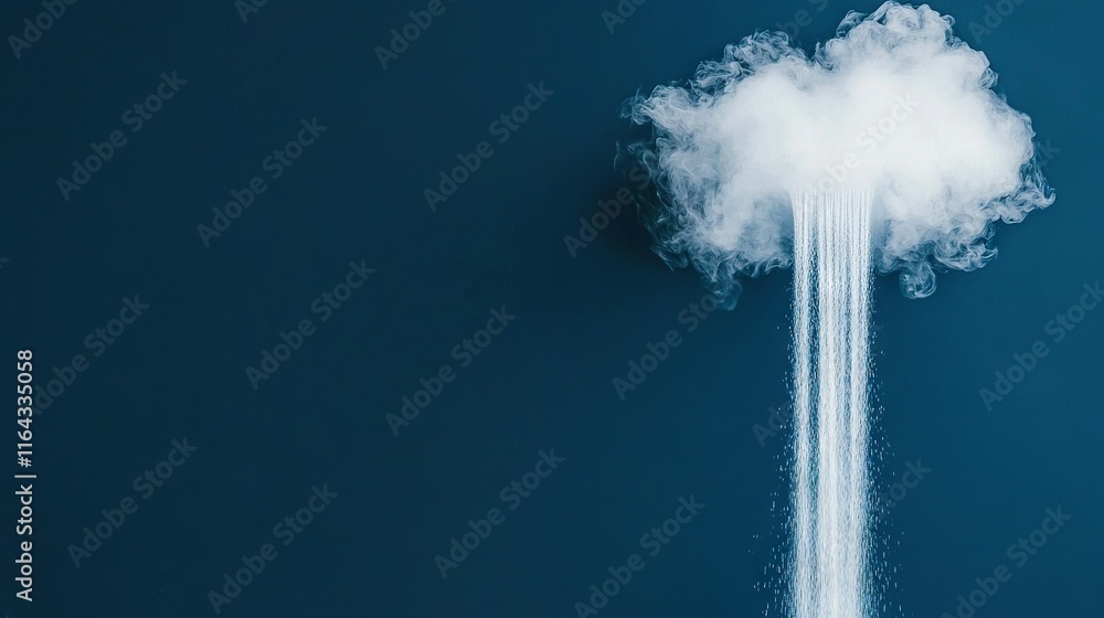 Poster a cloud resembling a jet soaring through the sky with a tail of smoke trailing behind it