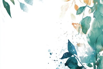 A close-up view of a watercolor plant with green leaves and stems, ideal for use in designs related to nature, wellness, or botany