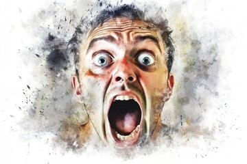 A close-up shot of a person's face with their mouth open, possibly surprised or shocked