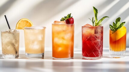 Fototapeta premium Refreshing Drinks on a Clean White Background
