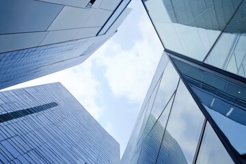 Obraz premium Two tall buildings standing side by side in an urban landscape