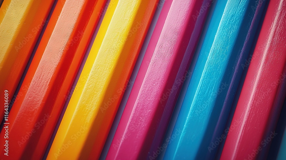 Poster a close-up of colorful toothbrushes with toothpaste