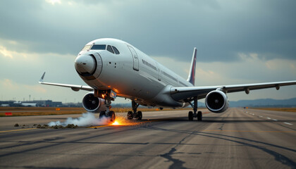 airplane landing gear collapse on runway