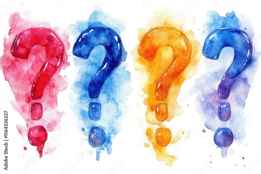 Aufkleber a set of three colorful question marks on a white background