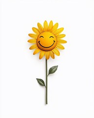 A cheerful sunflower with a smiley face, symbolizing happiness and positivity in nature.