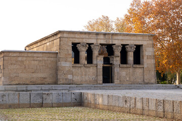 Debod Temple, Madrid, Spain. This is an Egyptian temple from the 2nd century BC, located in the...