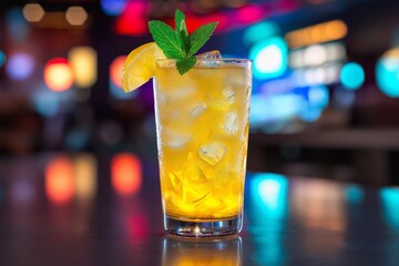 Fototapeta premium Long Island Iced Tea at Neon-Lit Nightclub Bar