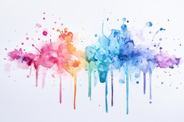 A vibrant watercolor painting of a colorful rainbow created with various shades of paint