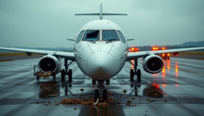 Naklejka premium airplane bird strike damage on runway
