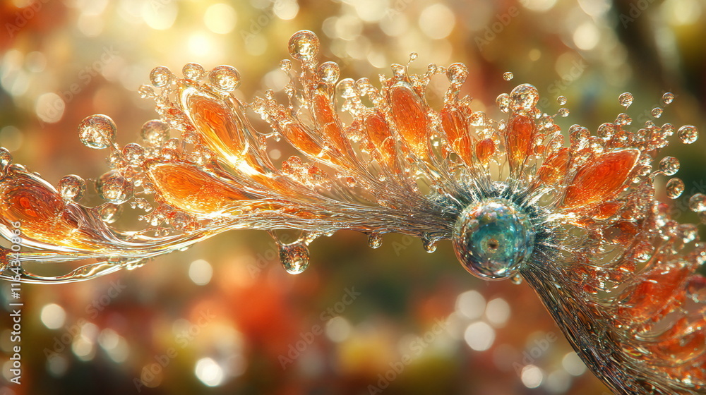 Poster vibrant abstract illustration depicting fluid dynamics with colorful bubbles and flowing patterns in