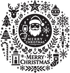Marry Christmas icon silhouette vector with white background