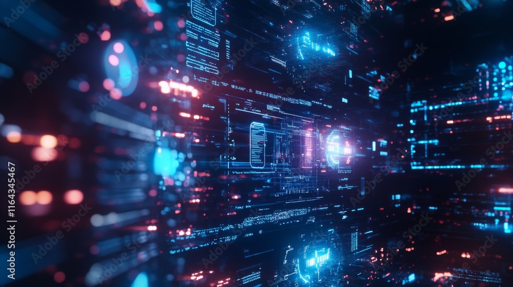 Aufkleber futuristic interactive display with modern schematics