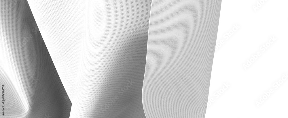 Poster a close-up shot of white fabric, showcasing its abstract texture and soft folds. the image is minima